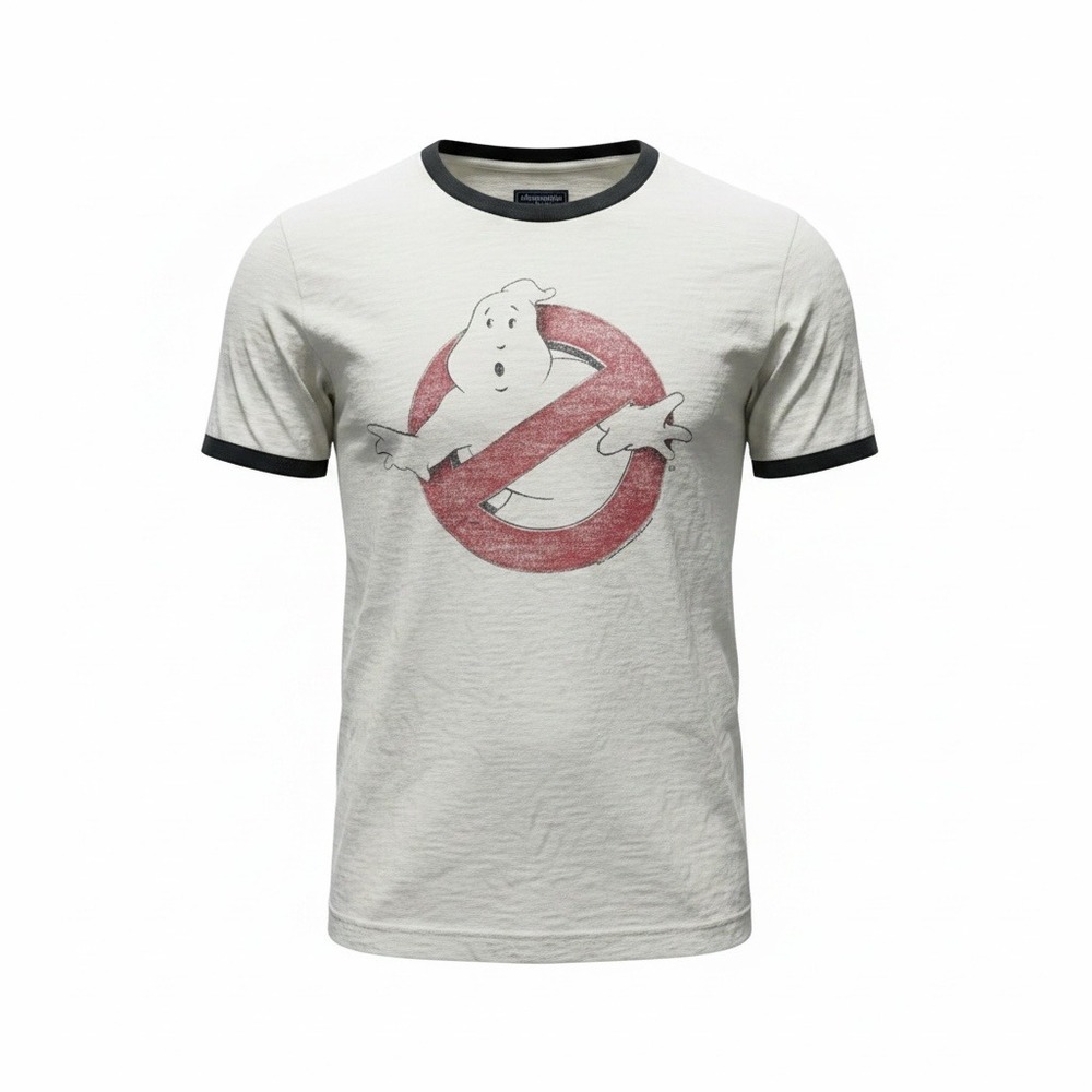 Abercrombie & Fitch Ghostbusters T-Shirt Mens L Cream Excellent Ringer Graphic